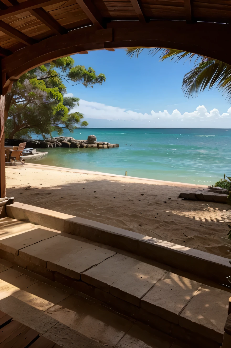 tarde ensolarada e maravilhosa (palmeiras) e mar