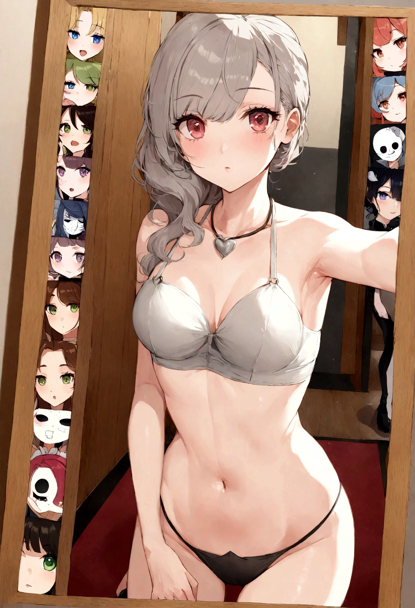 femme arafée à la salle de sport portant des vêtements de sport et un collier, fille sexy aux yeux verts, Portrait de Sophie Mudd, cheveux bruns et grands yeux, selfie d'une jeune femme, Yeux de chambre, violette myers, sans maquillage, maquillage naturel, regarder directement la caméra, visage avec artgram, maquillage subtil, stunning Tout le corps shot, yeux verts perçants, bel angle, pose attrayante, Jolie fille, pose sexy, Tout le corps picture, Tout le corps, Tout le corps shoot, porter une jupe grise et des bottes