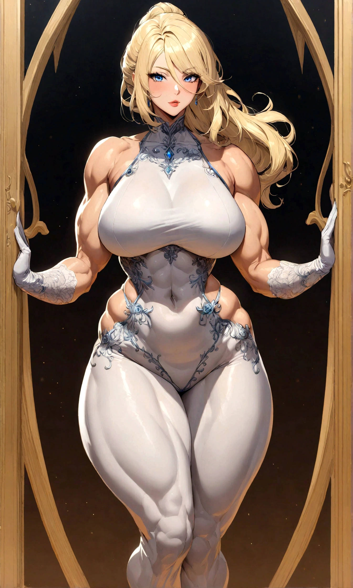 big curvy hips fitness blond bitch, blue eyes,