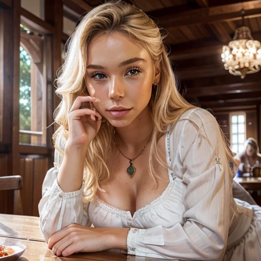 Realistic photo of a beautiful 18 year old m1l3yc, (best quality,ultra-detailed,realistic:1.2),beautiful detailed eyes,beautiful detailed lips,blonde hair,
young beautiful blond german woman wearing dirndl, oktobefest cloths, classy shoes and jewelry, table with beer and white sausages, sweet mustard and pretzels, very realistic phtograpy, photoreal.