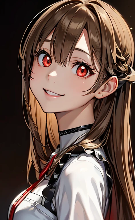 (Photorealistic:1.4)、(asuna,20-year-old:1.5),(masterpiece、lens flare:1.5、spot light:1.2、Exquisite beautiful eye:1.5,portlate),(kind eyes、tareme:1.2),(from side:1.2)
、Cute Face、 3D Face、(light brown hair:1.5)、(straight hair),.(long sidelock:1.3),(blunt bangs:1.3),(1 woman)、(Red eyes:1.2)、(upper body:1.5)、(light smile:1.5)、(head tilt) ,(Cute face:1.2),(flat chest),(),kind face,(white red gothic lolita neck holder dress),(black background:1.5)、(glowing eyes:1.3)、()、 Neat and clean、Adorable、Demure,Slim Body(),Shiny Hair、()、Nijisketch,Manga,beautifuljapanesewoman