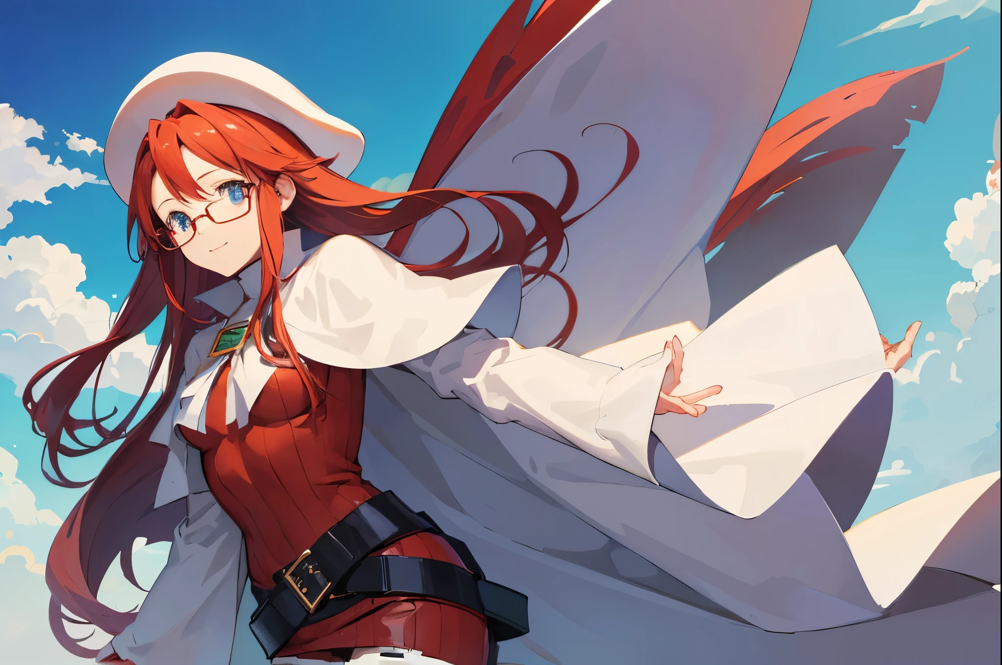 summonnightaty, aty, (young:1.3),long hair, blue eyes, red hair, big_berets, hat, glasses,
BREAK long hair, thighhighs, hat, dress, naked_legs, glasses, belt, cape, sweater, zettai ryouiki, beret, thigh boots, white footwear, ribbed sweater, loose belt,solo,
BREAK outdoors, fantasy,on_beach,
,Highquality_hads,perfect_fingers,
BREAK (masterpiece:1.2), best quality, high resolution, unity 8k wallpaper, (illustration:0.8), (beautiful detailed eyes:1.6), extremely detailed face, perfect lighting, extremely detailed CG, (perfect hands, perfect anatomy),covered_nipples,covered_navel ,half_eyes,long_sword,sleepy,standing,red_sweater,apart_knees,magical_effect,spread_legs, have_a_book,teacher,rise_knee,Smile,rise_hand,look_down_viewer,spread_arms,sea_waves,looking_into,blue_sky,sitting