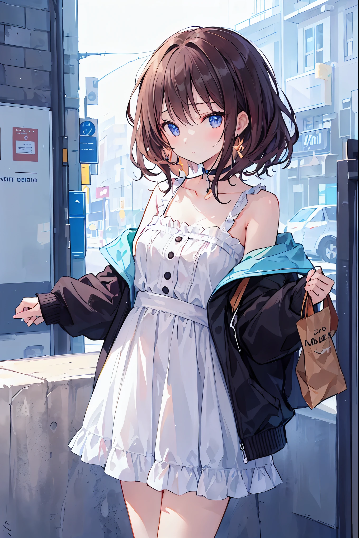 (Cute older sister:1.3)、(Very detailed)、summer、she、Messy Hair、moisture、Brown Hair、(Shadow)、Small breasts