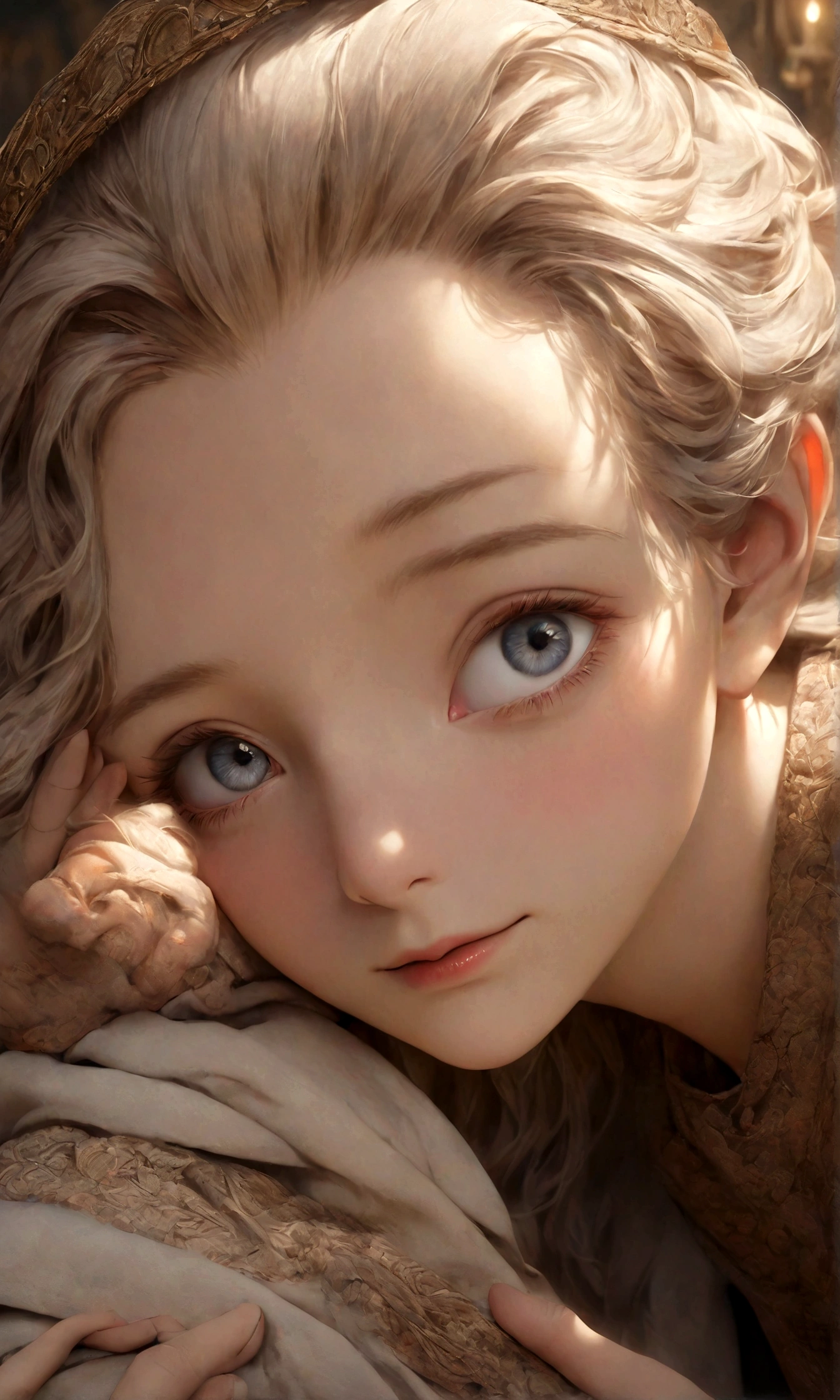 A wise, older version of the person smiling at a younger version making a difficult decision, photorealistic, cinematic lighting, detailed facial features, beautiful detailed eyes, beautiful detailed lips, extremely detailed face, high quality, detailed background, dramatic composition, soft warm color palette, intricate details, masterpiece, (best quality,4k,8k,highres,masterpiece:1.2),ultra-detailed,(realistic,photorealistic,photo-realistic:1.37)