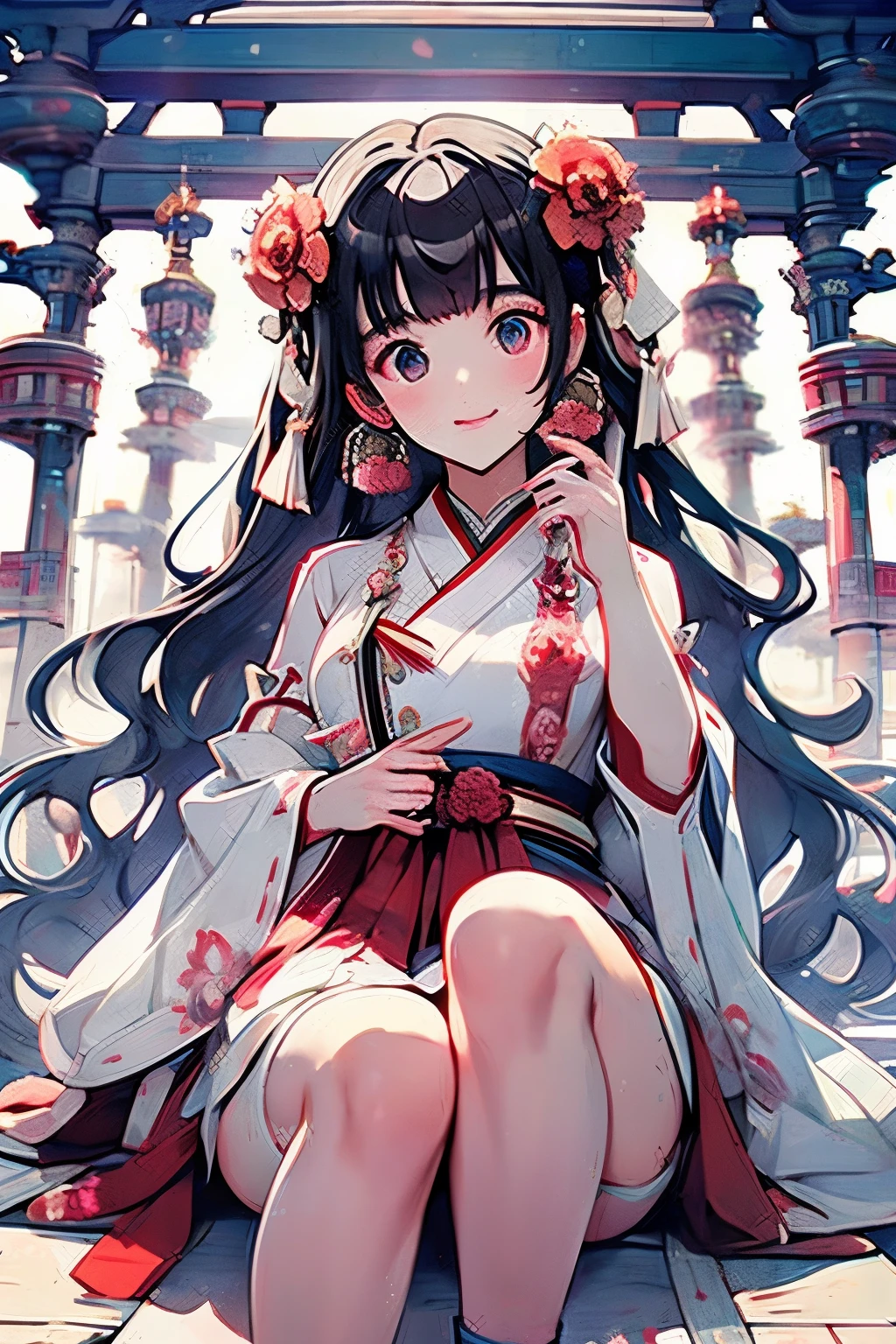 Shrine maiden（Beautiful woman、Perfect Fingers、Perfect legs、High resolution）