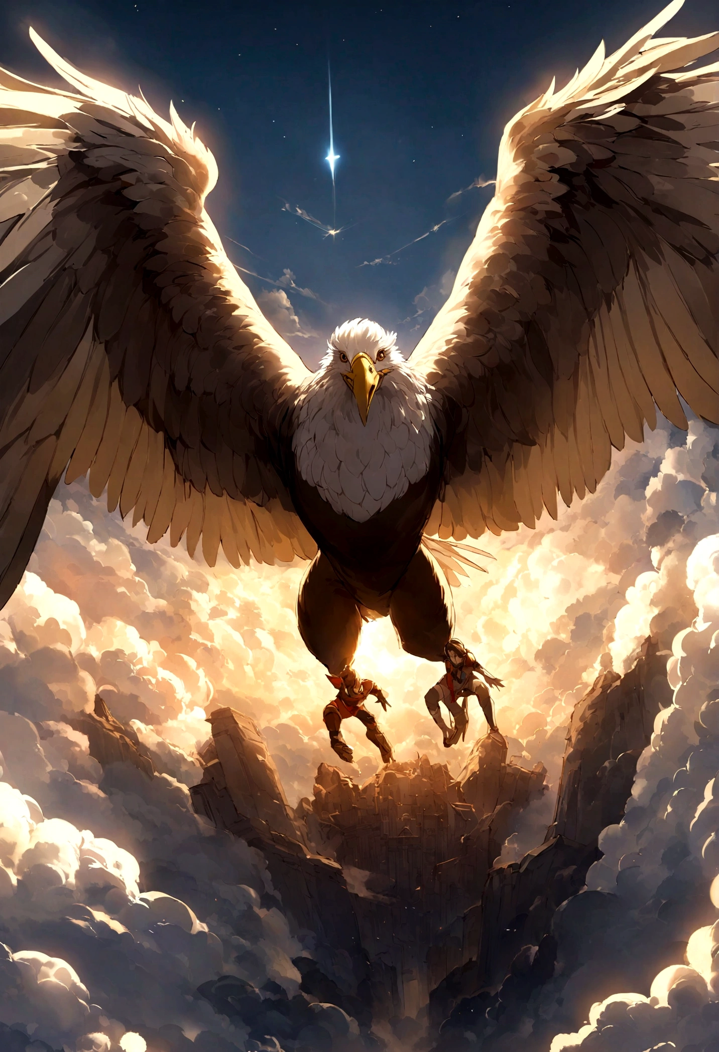 No alto de uma majestosa montanha, onde as nuvens pareciam sussurrar segredos aos ventos, There lived an imposing eagle. Suas asas, largas e poderosas, they cut through the sky with unparalleled grace. This eagle was not just a symbol of strength and freedom, but also wisdom, acquired over the years when he dominated the skies and observed the world from above.