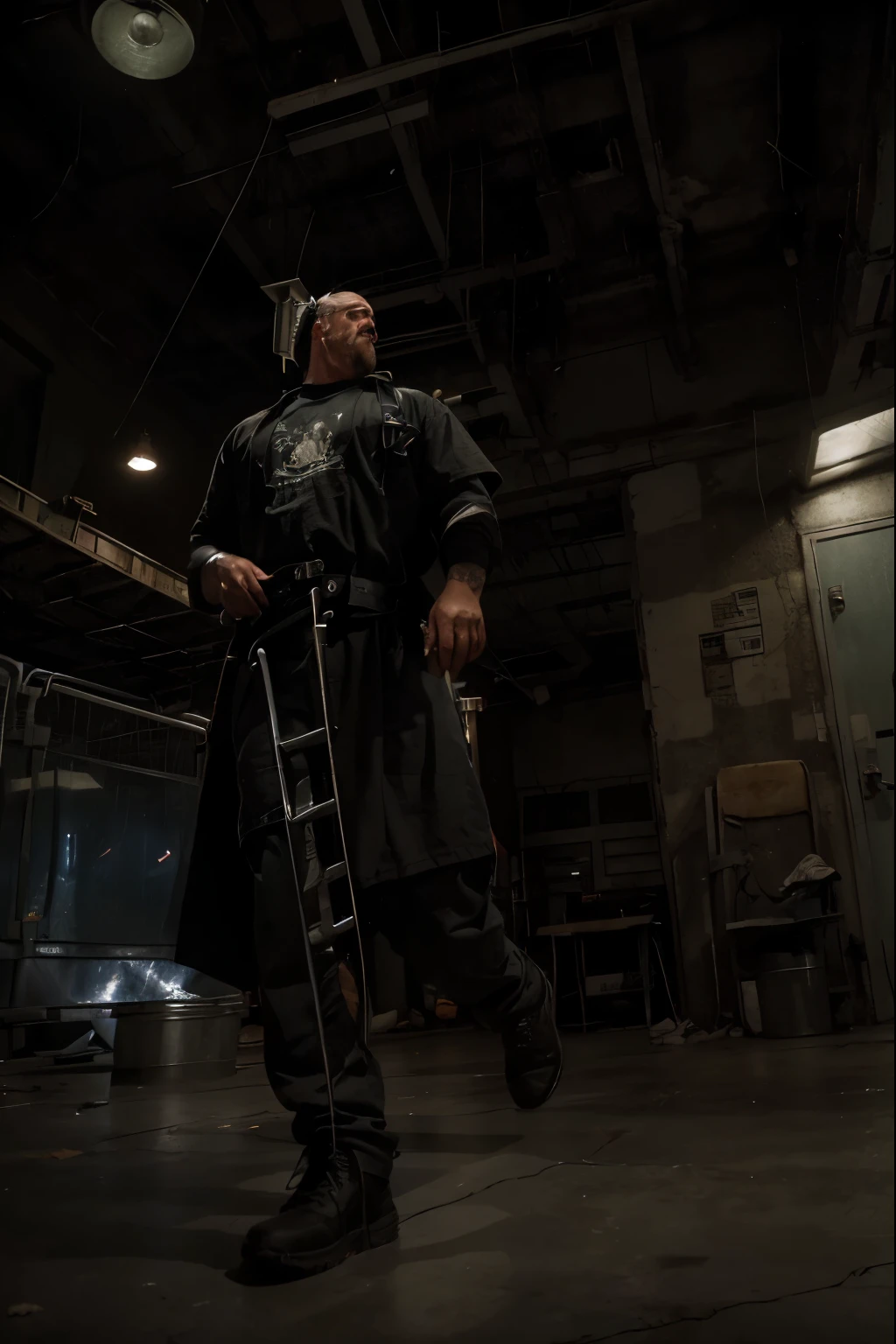 (Best quality, 8k, 32k, Masterpiece, UHD:1.2) (Best quality, 8k, 32k, Masterpiece, UHD:1.2) "Imagine the imposing and oppressive environment of Green Dolphin Street Prison, also known as The Aquarium, from JoJo's Bizarre Adventure: Stone Ocean. Envision a massive, high-security prison complex located in the sweltering heat of Florida. The exterior is surrounded by tall, electrified fences and watchtowers with vigilant guards, creating an inescapable fortress. The main prison building is constructed from cold, gray concrete, its walls bearing the wear of time and the harshness of the elements. The facility is a labyrinth of long, narrow corridors lined with heavy, reinforced steel doors leading to the inmates' cells. The cells themselves are small and austere, furnished only with the bare essentials—a bunk bed, a metal toilet, and a small sink. Dim fluorescent lights flicker overhead, casting an eerie glow on the peeling paint and graffiti-covered walls. Inside the prison, the atmosphere is tense and foreboding. The air is thick with the scent of sweat, disinfectant, and despair. The cacophony of metal clanging, guards shouting, and inmates murmuring creates a constant background noise. Common areas, such as the cafeteria and recreation yard, are heavily monitored by guards and security cameras. The cafeteria is filled with long, bolted-down tables and benches, and the food served is bland and unappetizing. The prison yard is a stark contrast to the confined interior, offering a glimpse of the outside world through chain-link fences topped with razor wire. Inmates mill about, some exercising, others engaging in hushed conversations or furtive exchanges. The oppressive heat and humidity of Florida add to the discomfort, making every moment spent outside both a relief and a challenge. Capture the sense of claustrophobia, tension, and underlying danger that permeates Green Dolphin Street Prison.