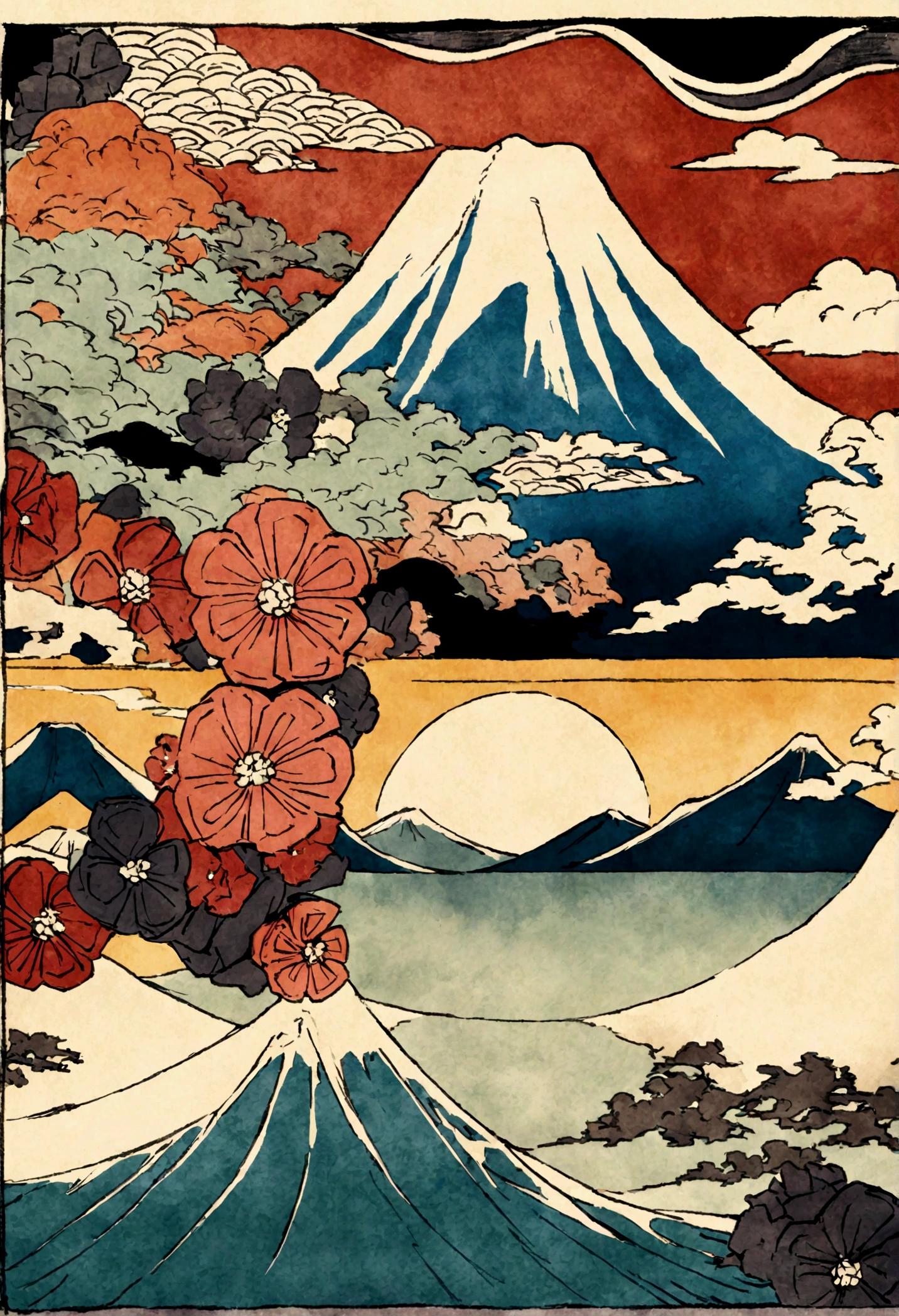 Ukiyo-e Katsushika Hokusai big Mt fuji