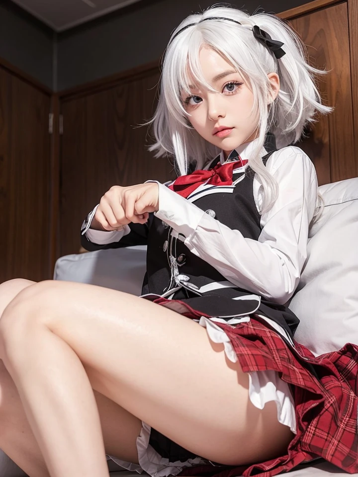 1girl, koneko toujou, white hair, school uniforms, realistic
