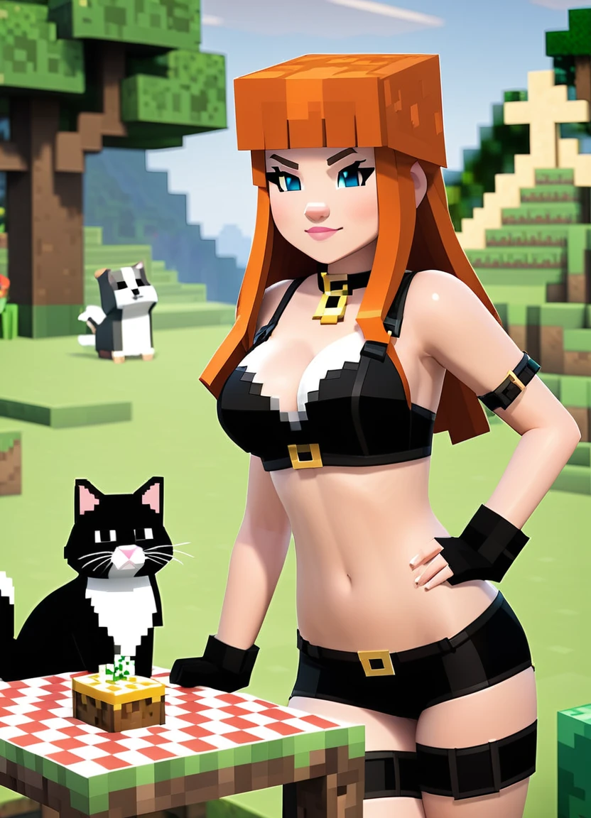 Minecraft-Stil (ultrarealistisch:1.3) zwei Katzen sitzen an einem Tisch mit Essen und Wein, Foto von einem Hamster bei einem Date, Katzenparty, having a Picknick, Cattie - Brie von Mithril Hall, Katzen spielen Poker, wes anderson), Szene aus einer Dinnerparty, 4K high resolution photo, Freunde haben Geburtstag , Picknick, KatzenKatzenKatzen, Katzenfotografie (Provia:1.3),(Close Portrait:1.3),(Feminin:1.4),(Nice:1.4),(Attraktiv:1.3),gutaussehend,Kalenderpose,perfekt detaillierte Augen,Studiobeleuchtung,Thematischer Hintergrund . blockig, verpixelt, leuchtende Farben, erkennbare Charaktere und Objekte, Spielressourcen