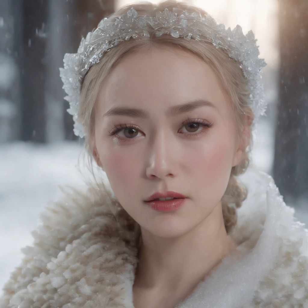 A stunningly beautiful Chinese woman in a frozen laboratory chamber of Unit 731 in Harbin, Manchuria, China in 1941, her body encased in thick, rigid ice, lying down with tears in her eyes but shivering in fear, mouth agape, (best quality,4k,8k,highres,masterpiece:1.2),ultra-detailed,(realistic,photorealistic,photo-realistic:1.37),HDR,UHD,studio lighting,ultra-fine painting,sharp focus,physically-based rendering,extreme detail description,professional,vivid colors,bokeh,horror,photography