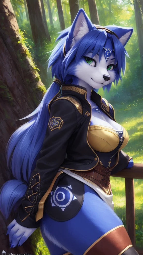 A beautiful and detailed (sweet portrait) von ((Krystal)), Sternenfuchs Krystal, Schlank, liebenswert, green eyes, medium breasts, (((Lange blaue Haare 1.3))), ((schwarze haarspitzen)), Dekollete, Grinsen, hoch schauen,, anthro, Pelzig, Hochgeladen E621, detailed flauschige fur, (von Fluff-Kevlar, Bayard Wu, Personalami, Pino Daeni), detailliertes Gesicht, (flauschige), 1 girl, Allein, wears a uniform , befindet sich in einer schule, (NSTDA.:1.2), (10, beste-Qualit, Meisterwerk: 1.4), ultra high resolution, (realistisch, photorealistisch: 1.48), sweet girl, 25 Jahre alt , Famous Japanese Celebrities, Blaue Augen, Kopfneigung, Cowboy style Side view Looking at the viewer Emotionless Beautiful river in the forest Zeiss 150mm F/ 2.8 Hasselblad Full Body Foot Ultra Wide Angle