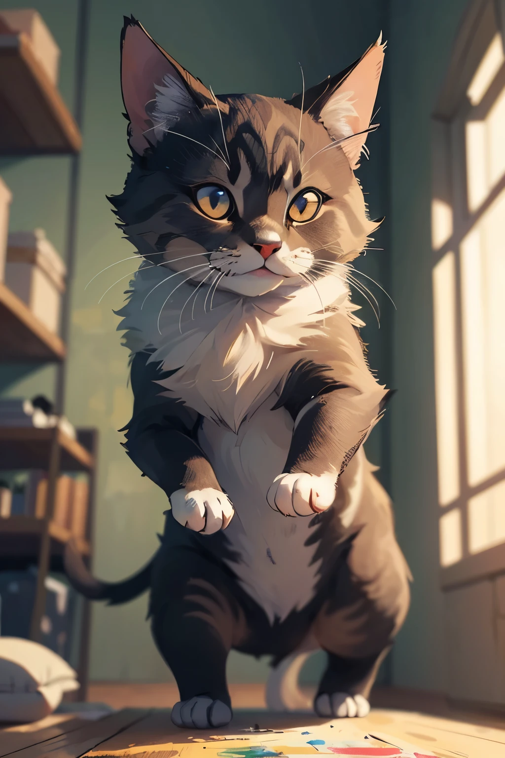 explicit furry artwork by plumbelly,sheath anatomy,tuft,very fluffy,collar, feral,spreading legs,balls,feral cat