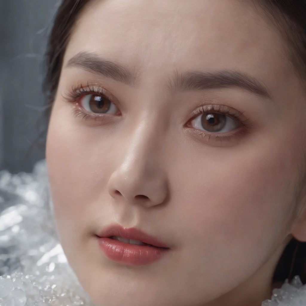 1 beautiful young chinese woman in Manchukuo, 1941, frozen in thick rigid ice in a laboratory chamber, lying down shivering in fear, tears in her eyes, mouth opened, encased in ice, Unit 731 Harbin, Manchuria, China, (best quality,4k,8k,highres,masterpiece:1.2),ultra-detailed,(realistic,photorealistic,photo-realistic:1.37),HDR,UHD,studio lighting,ultra-fine painting,sharp focus,physically-based rendering,extreme detail description,professional,vivid colors,bokeh,horror,photography