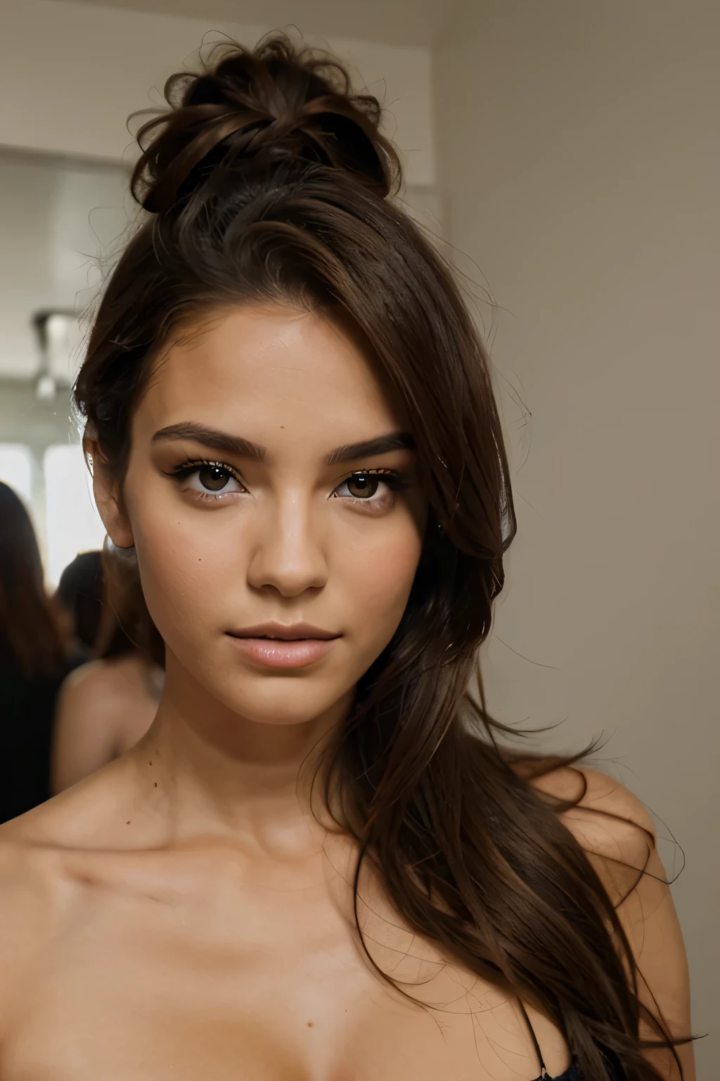 Portrait de femme , pretty nymph face, matte de can , luscious lips, from front shot, tres jolies , stands out from the others, small nose and almond-shaped eyes , (levre pulpeuse 1.1) 