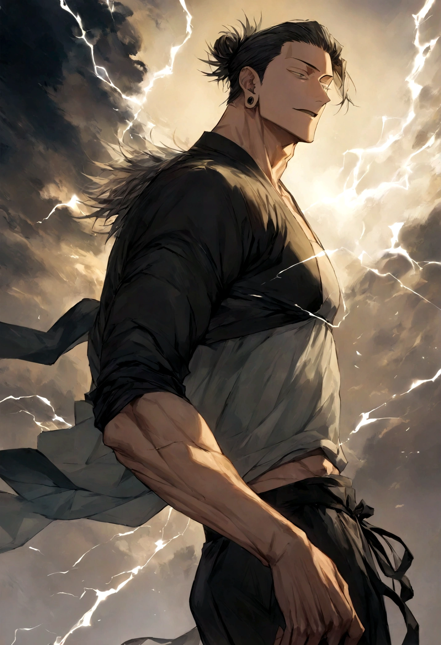 1 boy, Men&#39;s Center, Satoru gojou,Jujutsu Kaisen、Injury, electricity,, masterpiece, highest quality, so beautiful,、cool、、strongest、