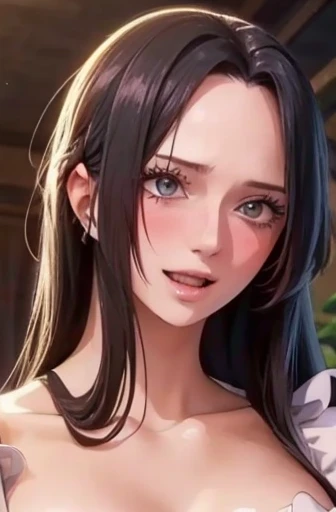 best quality, masterpiece, highly detailed,1girl, Boa Hancock, , (masterpiece:1.5), Detailed Photo, Smiling, Sexy, (8K, Best Quality: 1.4), (1girl), Beautiful Face, (anime realistic Face), (Black Hair, long Hair: 1.3), Beautiful Hairstyle, Realistic eyes, beautiful detail eyes, (white skin), beautiful skin, absurd, attractive, ultra high resolution, ultra realistic, high definition, golden ratio, (sexually aroused:1.5), Pinkish white skin, cool white light, sexy pose, Beautiful , white background, pink soft white light, Wear a black bodycon dress, (messy hair:1.5),