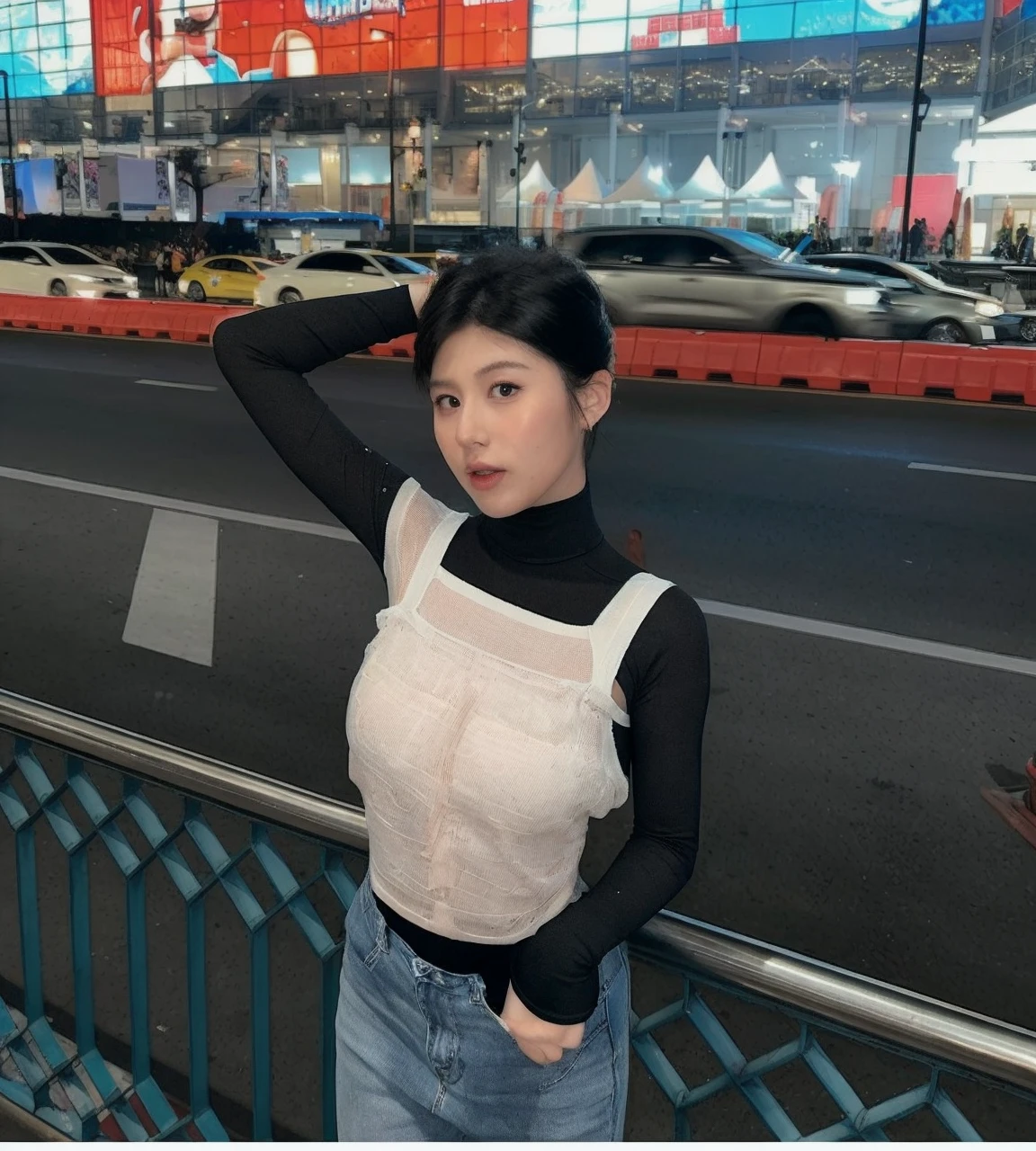(Change to bare:1.4),Beautiful Skin、Smooth Skin、Large Breasts、Beautiful nipples、Trim the contours、(see-through bra、see-through nipple)