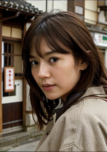 Japan Brown Hair、Looking down、