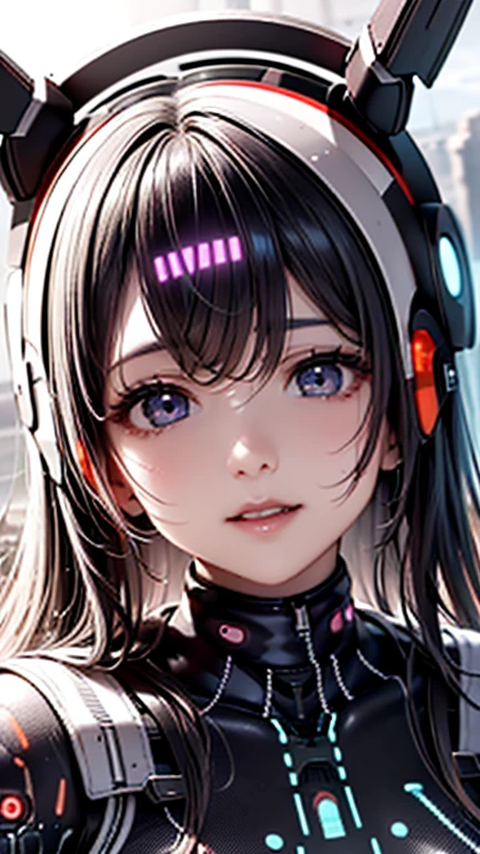 A girl is posing for a photo,pretty girl,Enchanting girl,Anime Girls,
(((One Girl,16 years oren Chan))、(((Black and white cyber suit:1.4),(black and white headgear:1.4),Black headband:1.4)), (((cyborg、Robot Girl、rifle)))、
(Hair blowing in the wind),
BREAK 

(Beautiful Hair,Shiny Hair),
(Expression of fine eyes,Beautiful and delicate eyes,Sparkling eyes,Eye Reflexes),
(double eyelid,Long eyelashes),
(Beautiful Nose,Thin Nose),
(Glossy lips,Beautiful Lips,Thick lips),
(Symmetrical facial features,Perfect Face),(((Detailed skin,Oily skin,Textured skin,Beautiful Skin))),
break 

(smile),
 ((night、full moon、SF World、Ruined City:1.4, ruins:1.4)),((Walking:1.4、Top view:1.4、Upper Body Shot:1.4)),
break 

(((highest quality)),((masterpiece)),((Very detailed))),((High resolution),(8k),(16k,1080p),(Anime 2D Rendering)),(Anatomically correct),
((Realistic)), (The best CG),Highly detailed art,CG illustration,
