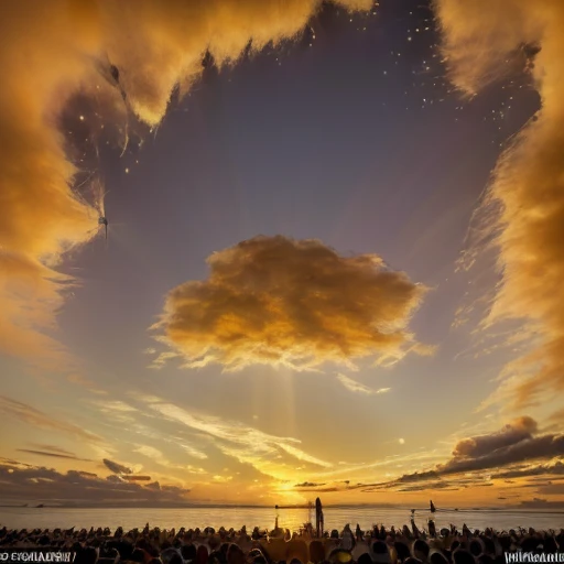 ((bokeH, Acutance:0.85, ultra-detailed:1.35)), (((from below))) . (Ocean Beach) (Sunseting:1.4), (((Golden-dyed clouds above hed:1.3))), { The Sky takes up more than third of the composition | (many colorful Lights:1.2) | lens flare | Burning | Haze | luminous Particles | (Mystic sight) | God rays | Lightning }, { Oiled ivory skin | FullBody:1.2 } . (Masterpiece:1.2) of professional Analog photo with (Hasselblad), (((UltraRealistic and Photorealistic with touch of rawness:1.37, Volumetric lighting))) . ((( Glamour Girls Nudie Silhouette, Shadow puppet, Concept art, Shadow Art ))), ((Overflowing HUGE Sideboob, BackLighting:1.4 )) . Assfocus with looking ahead .