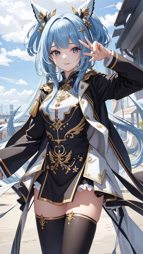 masterpiece、top-quality、The ultra -The high-definition、hight resolution、Transcendent Technique Illustration、perfect anatomia、8K、a beauty girl、a smile、Uniforms、Cute hairstyles、pretty pose、Anatomically correct limbs
