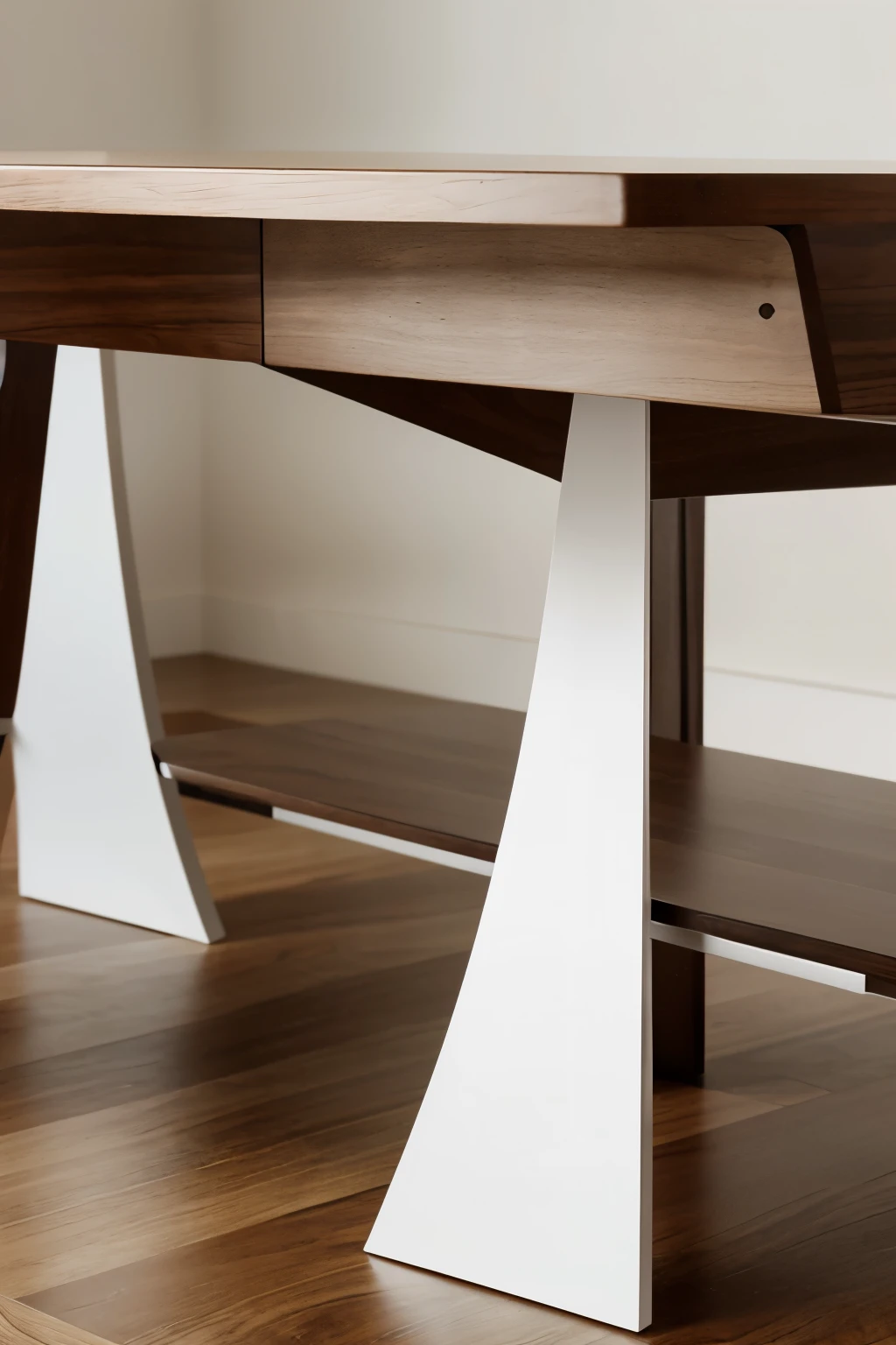 modern table design, nice wood dark, simple design, white background, {{professional photography}},{{masterpiece}}, clear focus, blurry background,