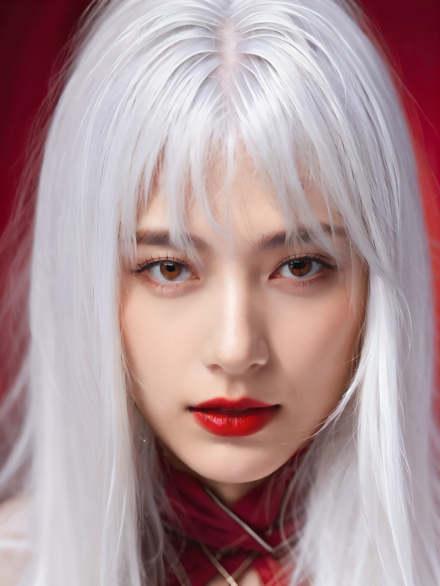 hyperrealism, photograph of a extremely beautiful girl,
(1girl, white hair, red eyes,:1.5)