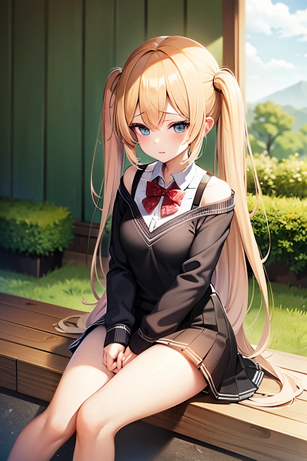 Peeing Twin-tailed blonde girl