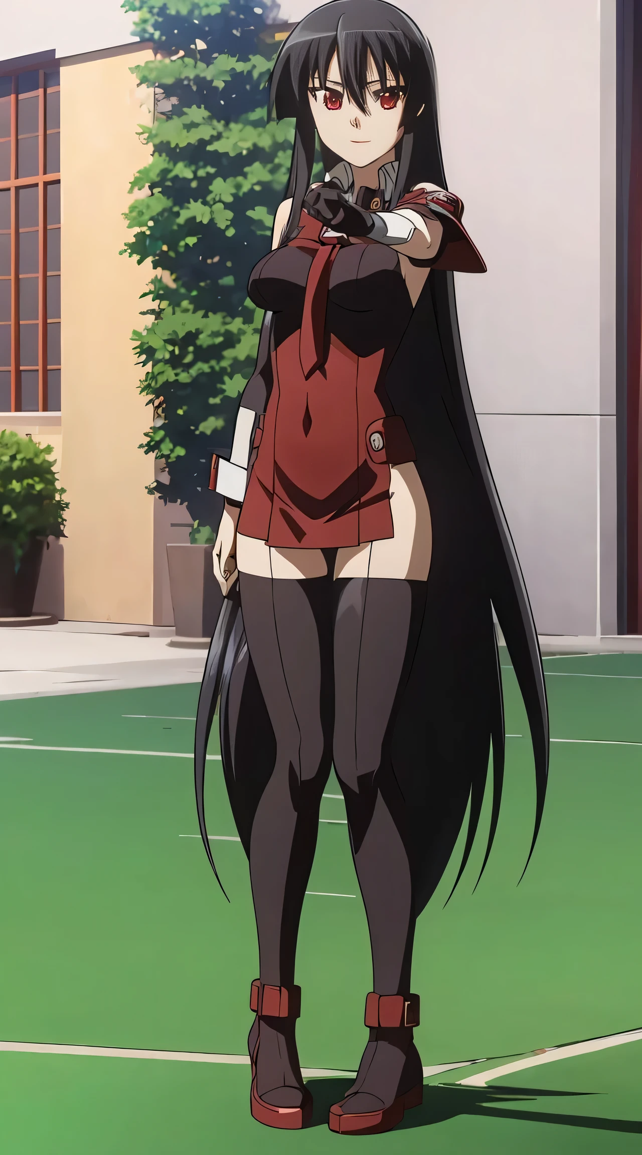 Akame (akame ga kill) anime art style, master piece, best quality,1girl,very long black hair, perfect face, expressive eyes, red eyes ,medium breasts ((nudes)), looking at me,sexy pose ,full body, background hotel room