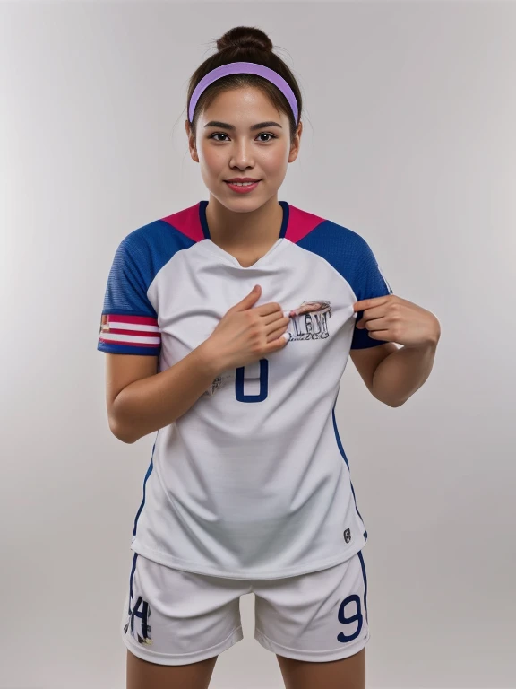 8ก,best quality, Masterpiece, Ultra high resolution, (realistic:1.4), raw photos, (real skin texture:1.3), (Film texture:1.3), (Selfie corner),1 girl, One bun hairstyle, brown hair, Beautifully detailed eyes and face,Masterpiece, best quality,close up,upper body,