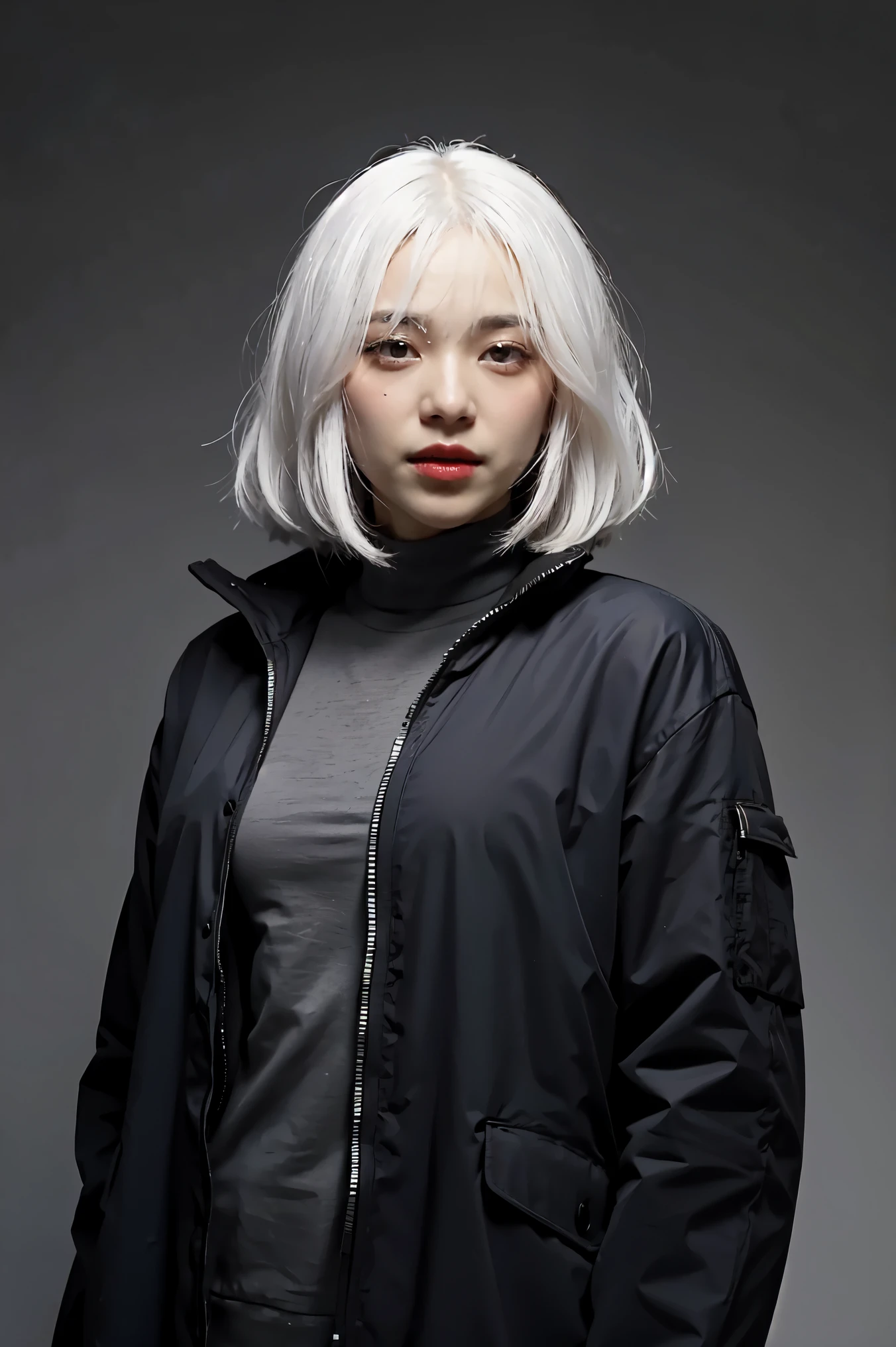 Create for me a black character with white hair