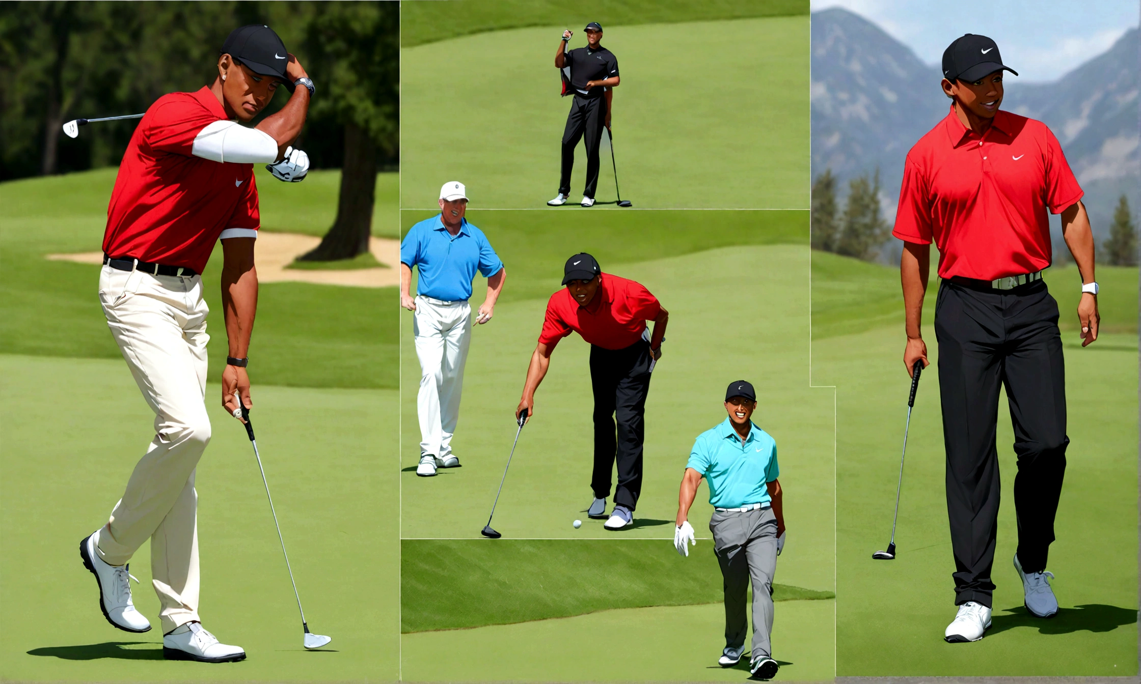 Photos of a peaceful mountain retreat,original,tiger woods, famous golfer, It is famous for its outstanding athletic ability and concentration.., Strong attitude on the golf course, Often wore his trademark red shirt and black cap during tournaments... His appearance, It combines the poise of a sportsman with the sophistication of a celebrity.., It made him an iconic figure in golf...