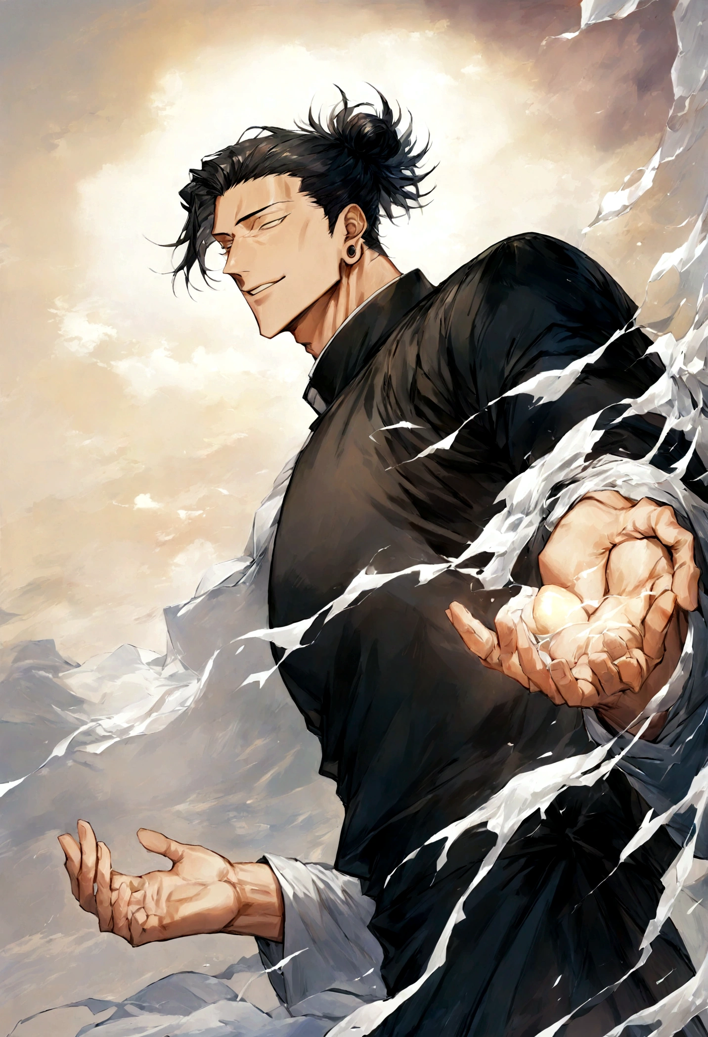 1 boy, Men&#39;s Center, Satoru gojou,Jujutsu Kaisen、 electricity,, masterpiece, highest quality, so beautiful,、cool、、strongest、