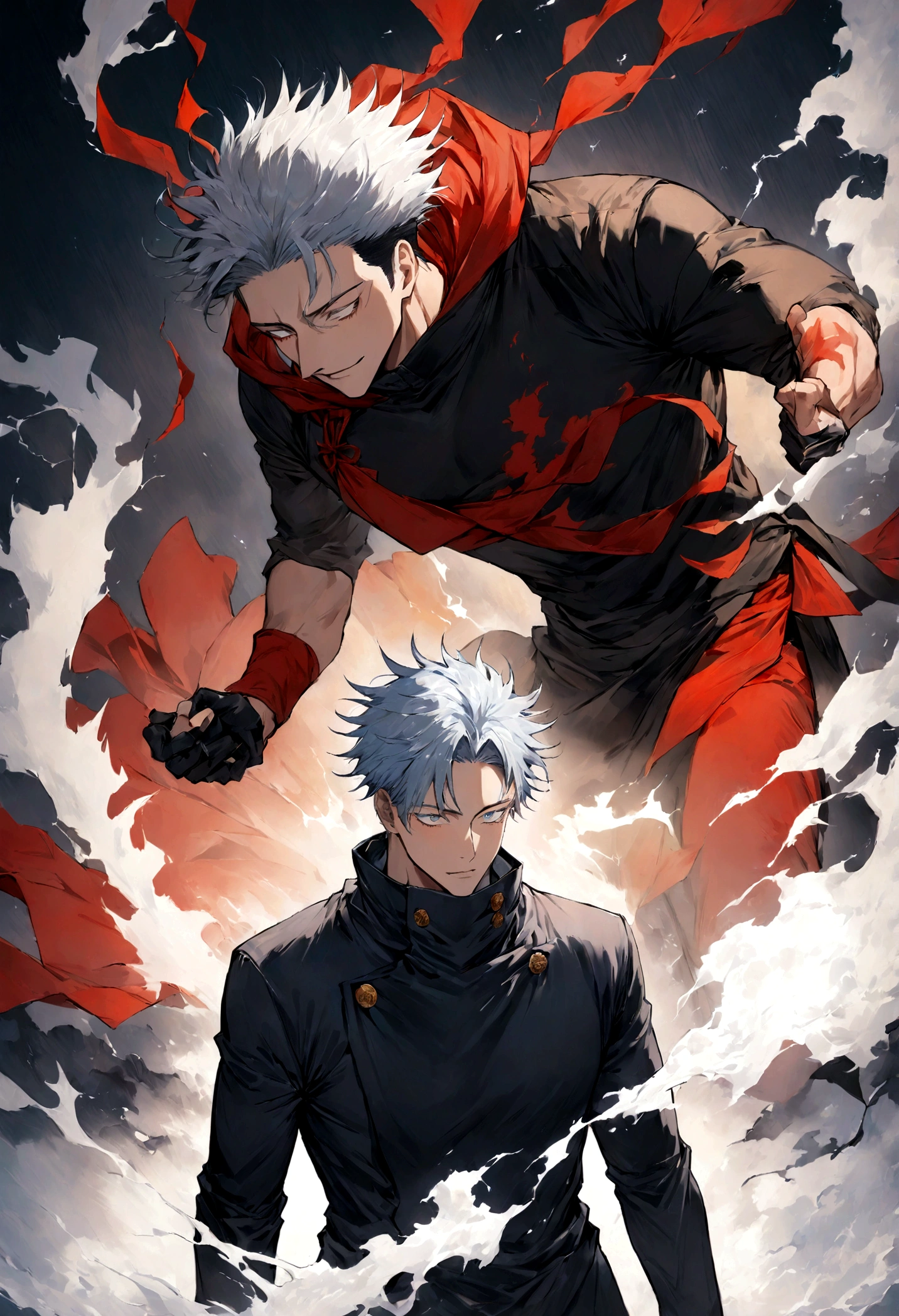 1 boy, Men's Center, Satoru gojou,Jujutsu Kaisen、electricity,, masterpiece, highest quality, so beautiful,、cool、、strongest、