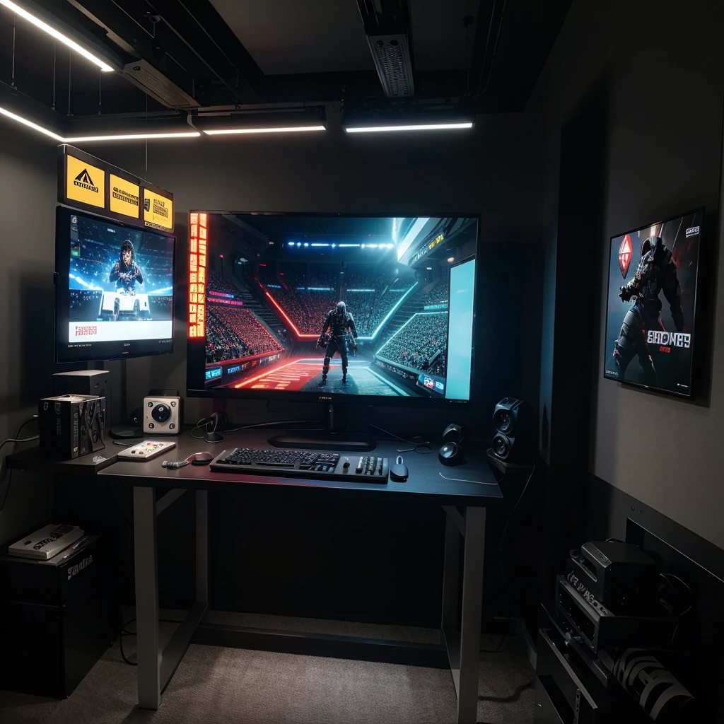 Gamer table with LED and state-of-the-art 8k equipment
