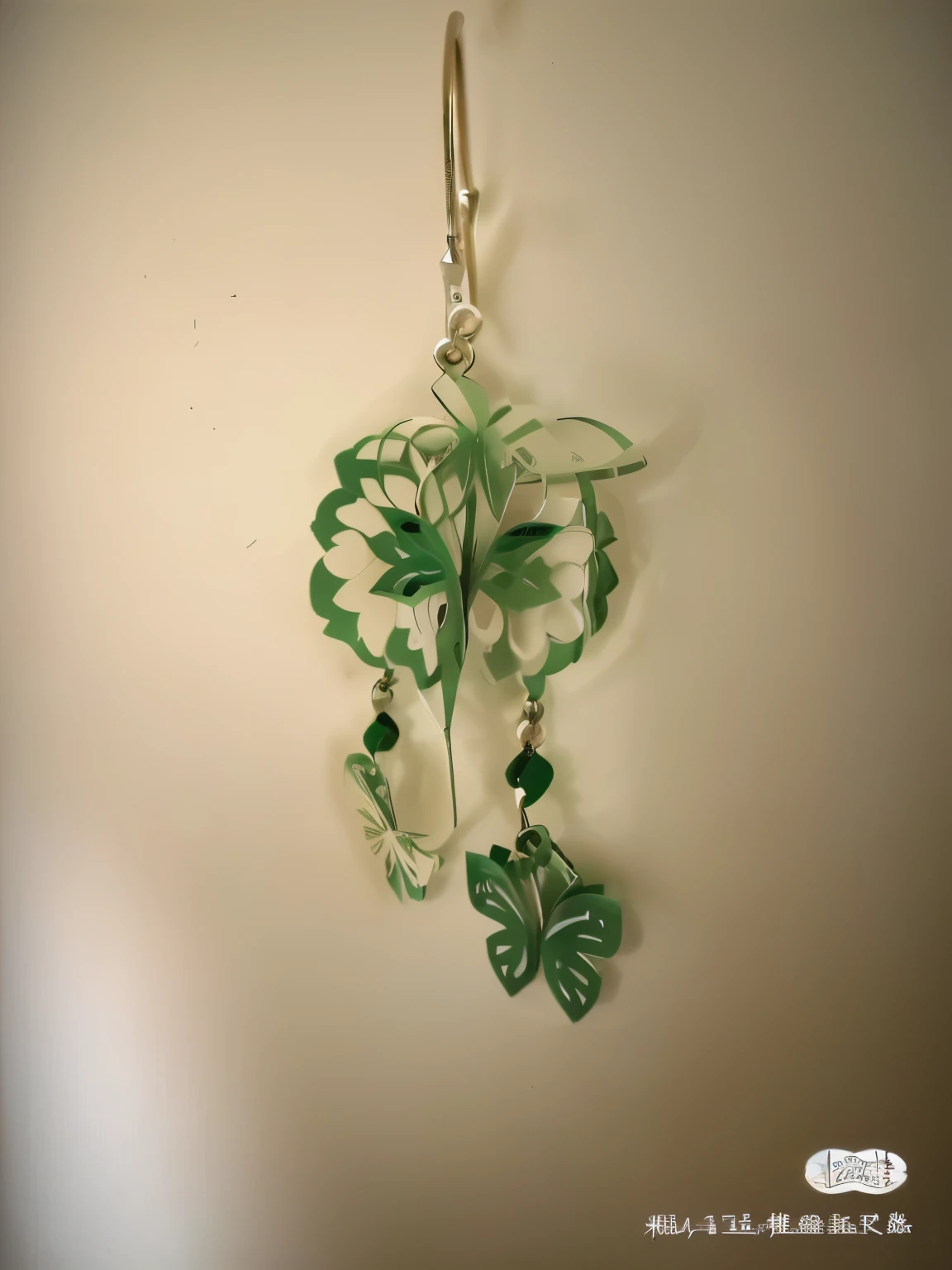 Paper Cutting,Decorations, Paper decoration,butterfly earrings,flat,Green on white