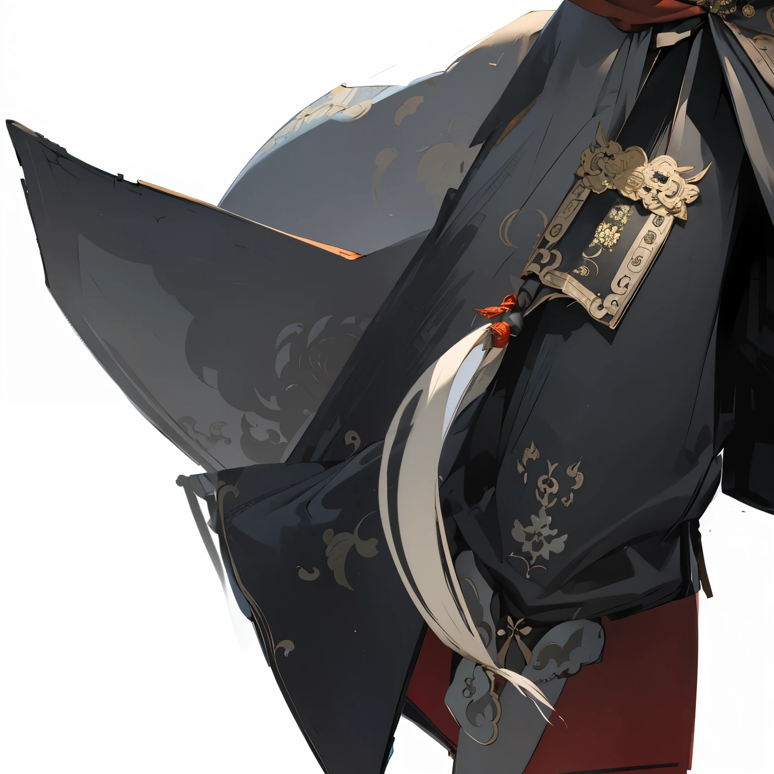 high quality, ,Meticulous portrayal,Clear structure,Clear structure的,Precise construction,,Flying fish suit,Chinese style clothing,Stylish cut,clothing,cloth,waistcoat,sleeve,cloak,