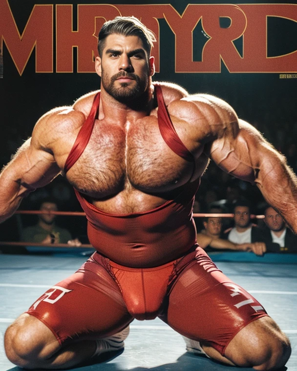 Only plump, chubby, extremely thick thighs, large belly, fat, age 50 years, muito barbudo, absurderes, hight resolution, 1male people, full body visible (wrestling Magazine covers:1.2), Yaoi(bara) , Stubble,clothes down, matured male, ruggedly handsome face(Zeus), dark eyes, mustache, old face, beefy,thick dark eyebrow, thick eyebrows, Male Focus, designed beard、(wearing red thong), big bulging crotch, big crotch, latex, wrestling uniform, red wrestling singlet, kneeling with legs open, leaning back, crotch in focus, Detailed body,Ultra-detailed eyes,hyperdetailed face,(Gray hair:1.2),(All Back Hair:1.2)、(Very short hair:1.2),(hyper pecs:1.5),Open Claus,(Soft smile:1.2),Perfect ligthing,(flexing biceps:1.2)