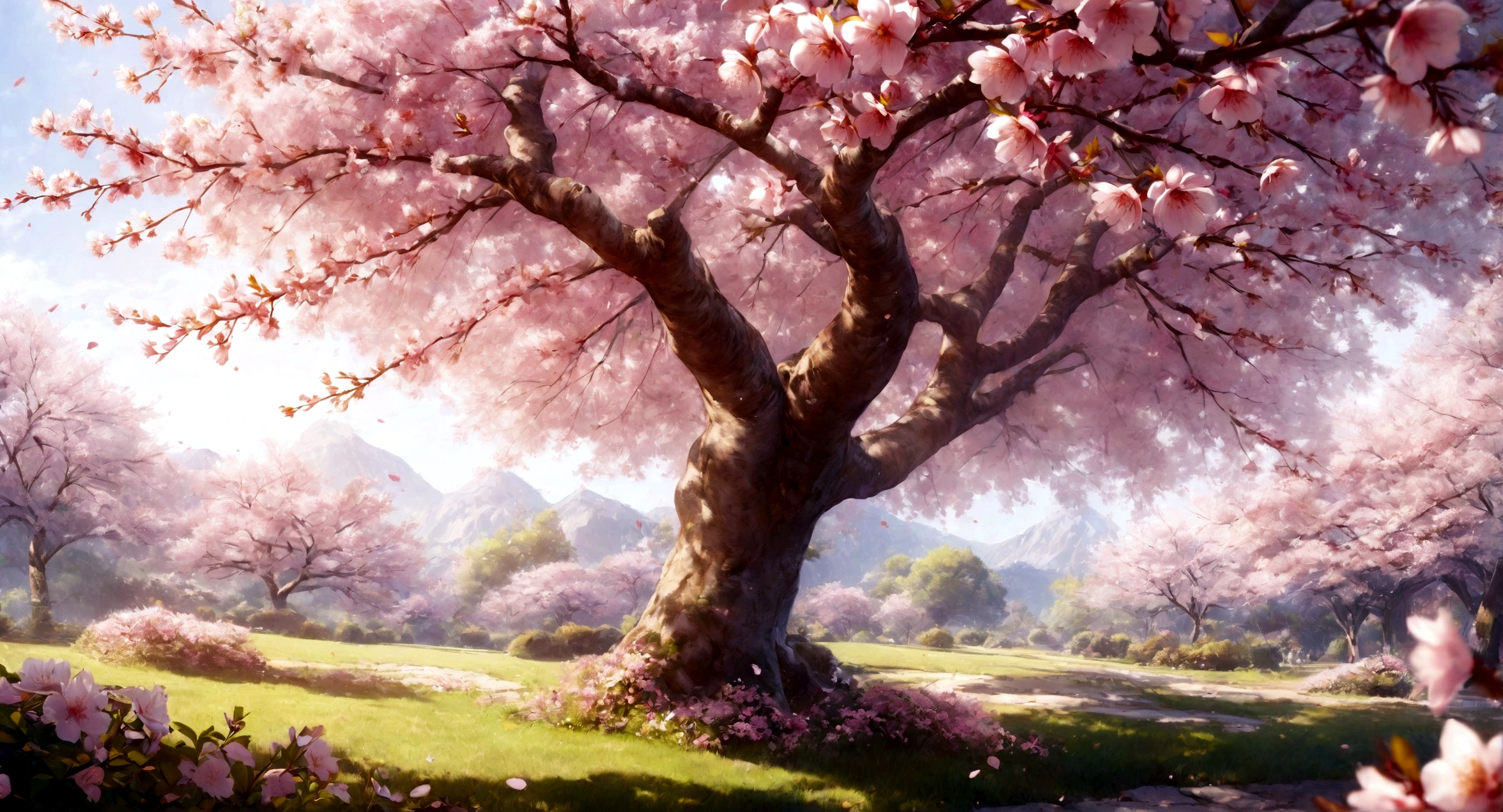 best quality,4k garden during sakura blossoms, a positive photo, a very realistic photo, high detail,photo r3al,