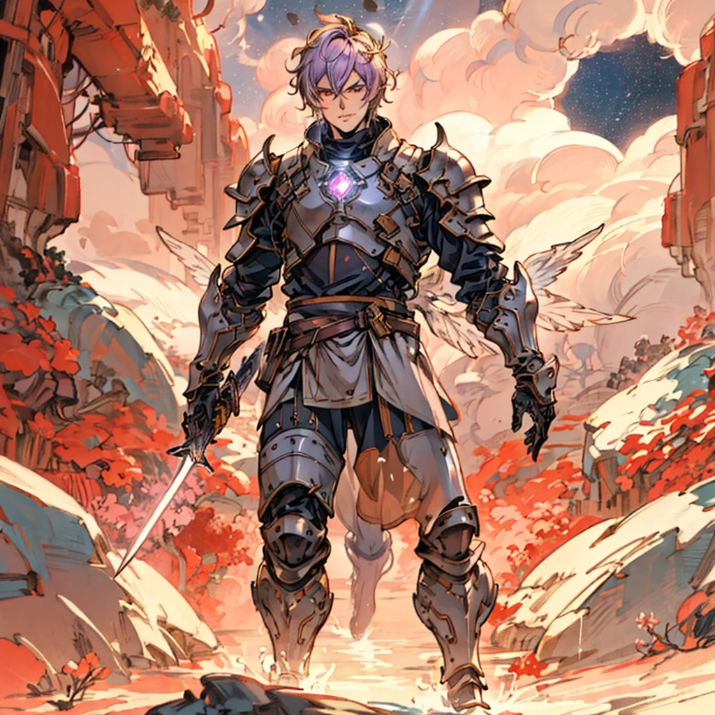 A man wearing a combat suit made of fantasy-style biotech cloth, glowing eyes, the design balances weight with agility, a light sword, this character embodies a finely crafted, anime-style, surreal fantasy wizard hero. exquisite and mature manga art, (battle damage, element, plasma, energy, armor shine), ((male: 1.5)), metallic, real material texture, dramatic, high definition, best quality, high resolution , ultra-detailed, ultra-fine painting, extremely delicate, professional, perfect body proportions, golden ratio, anatomically correct, symmetrical face, extremely detailed eyes and face, high quality eyes, creativity, RAW photo, UHD, 32k, natural light , cinematic lighting, masterpiece with perfect anatomy, masterpiece: 1.5