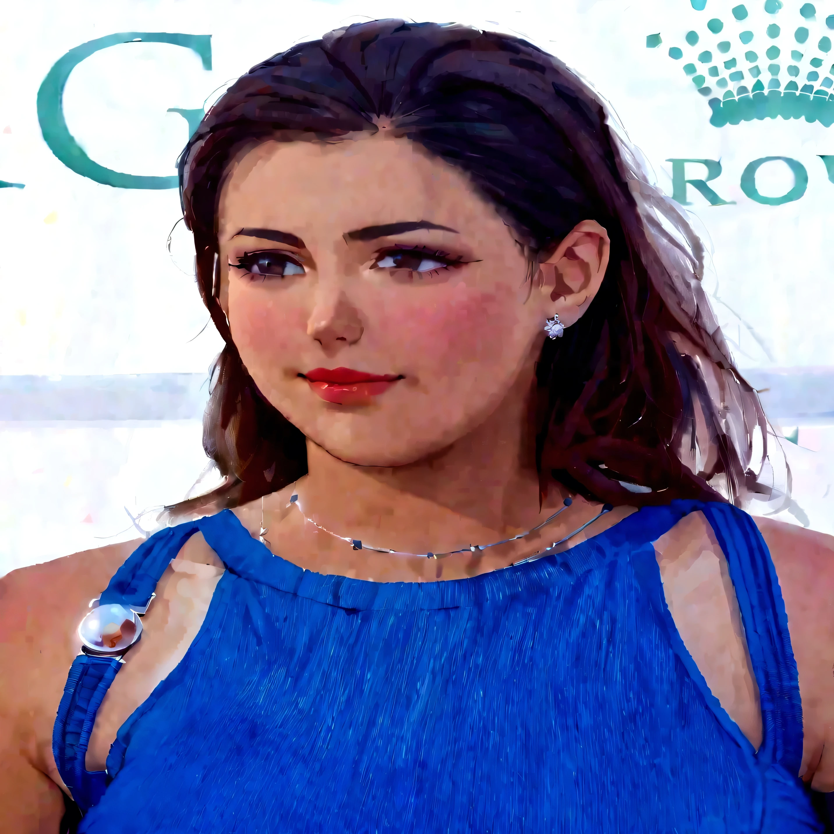 A beautiful woman with black eyes