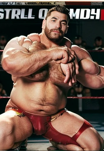 Only plump, chubby, extremely thick thighs, large belly, fat, age 50 years, muito barbudo, absurderes, hight resolution, 1male people, full body visible (wrestling Magazine covers:1.2), Yaoi(bara) , Stubble,clothes down, matured male, ruggedly handsome face(Zeus), dark eyes, mustache, old face, beefy,thick dark eyebrow, thick eyebrows, Male Focus, designed beard、(wearing red thong), big bulging crotch, big crotch, latex, wrestling uniform, red wrestling singlet, kneeling with legs open, leaning back, crotch in focus, Detailed body,Ultra-detailed eyes,hyperdetailed face,(Gray hair:1.2),(All Back Hair:1.2)、(Very short hair:1.2),(hyper pecs:1.5),Open Claus,(Soft smile:1.2),Perfect ligthing,(flexing biceps:1.2)