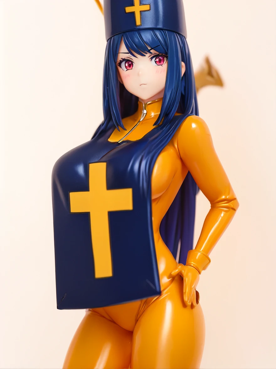 Digression, Under Digression, Raise your arms, (1 girl, ) ,Japanese Girls , (smile:0.7), smile, priest \(dq3\), 1 girl, alone, (Red eyes), (Miter saw), (Naked with a thin bright blue tabard:1.4), (Cross Print), (Orange elbow gloves), Beautiful small breasts, Holding, staff, nature, blue sky, (Exposing shoulders), , (High color saturation:1.0), (Very detailedな肌), (highest quality:1.0), (Ultra-high resolution:1.0) ,(Realistic:1.0), (Very detailed:1.0), (8k, RAW Photos:1.1)