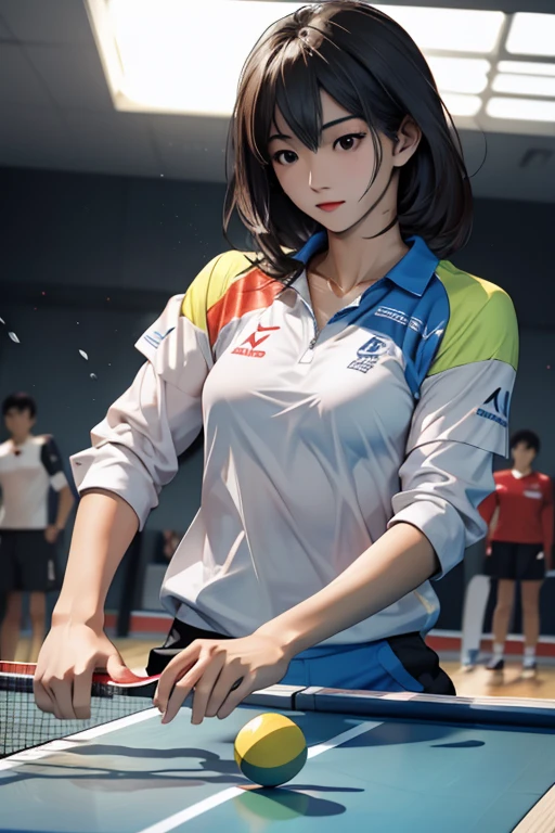 highest quality、masterpiece、High sensitivity、High resolution、One Woman、Slim Body、Table tennis player