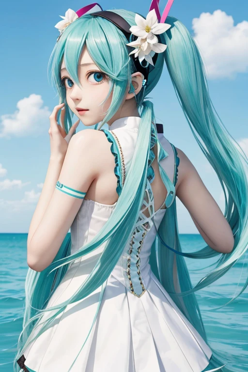 Hatsune Miku always doesn't wear panties, feliz, sorriso, Boca aberta, cantoria, Dancing, mais alta qualidade, high resolution. detalhes intrincados,da mais alta qualidade, Chromatic aberration, 1 garota em, Sozinho, saia molhada, Hatsune Miku, cabelo longo, coxas coxas coxas coxas, Cauda dupla, mangas destacadas, gravata, Thigh botas longas, botas longas, sem mangas, headphone headset, water eyes, saia plissada, water hair, corpo todo, sem mangas Shirt, Fundo, Very cabelo longo, fundo branco, black shoes, coxas pretas, Hair Ornament