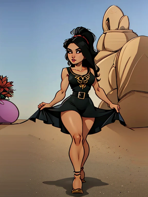 pintura digital, 8k, arafa woman in black dress walking down the sidewalk, ameera al taweel bronzeada, corpo sexy, muito bonito. big Muscles, vestido aberto, Corpo quente e sexy, vestido sexy, Lorena Avarez, posando e flexionando, Muscle, look sexy, o extremamente quente e sexy, Modelo de fitness, revelando vestido estiloso, feminine and muscular