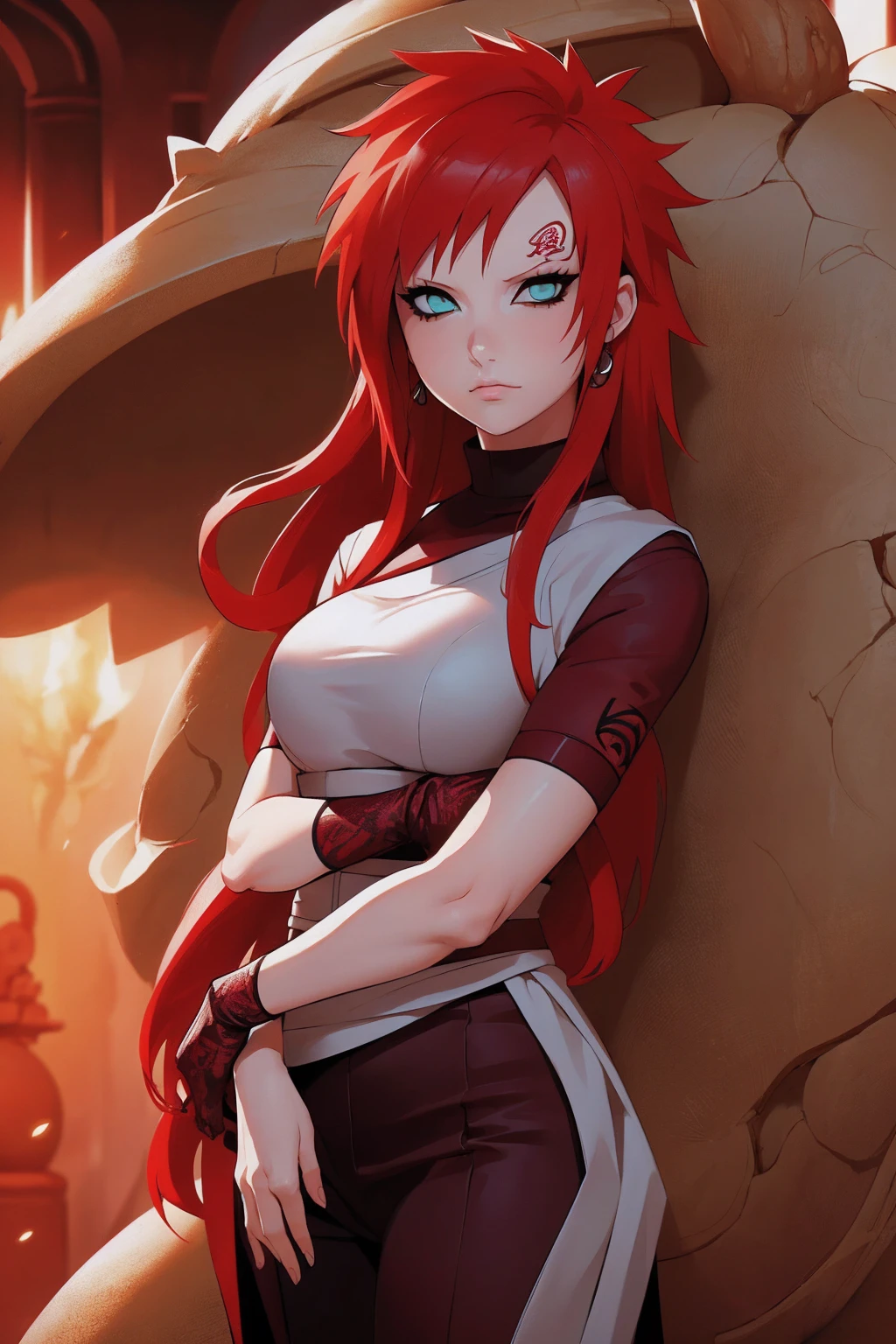 (Absurd, high quality, ultra -compared, careful with the hand) 1 woman, large breats, long red hair, gaara daughter ( Gaara/Naruto)