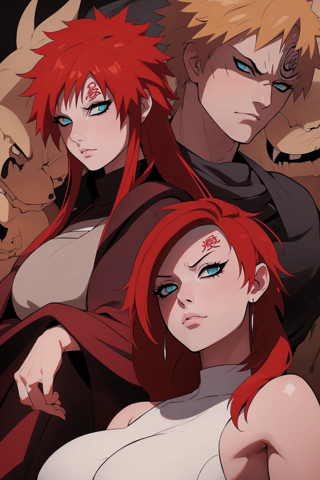 (Absurd, high quality, ultra -compared, careful with the hand) 1 woman, large breats, long red hair, gaara daughter ( Gaara/Naruto)