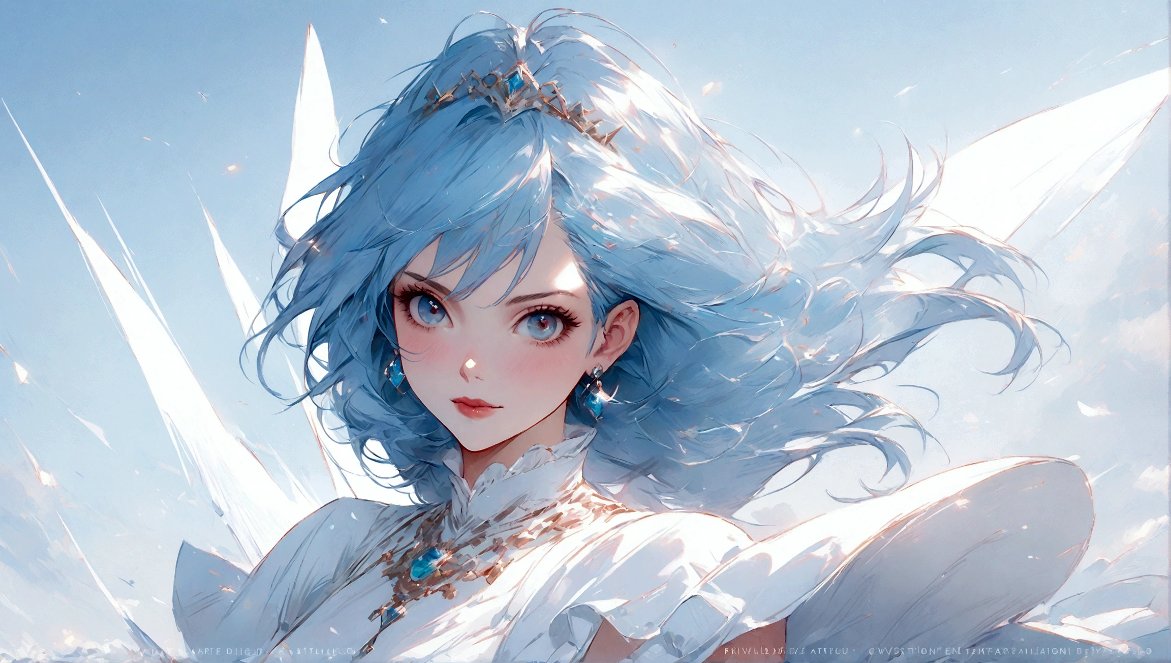 Anime girl with blue hair and white dress posing for the camera., arte de anime digital detallado, guweiz en artstation pixiv, guweiz en pixiv artstation, tendencia en artstation pixiv, estilo anime 4k, arte de anime detallado, Arte detallado de alta calidad 8k, arte de anime detalladowork, clean arte de anime detallado, en vestido